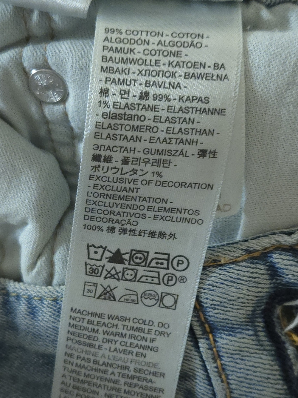 Levi's Light Wash Straight Leg Jeans 511 Slim 34x30 - Picture 9 of 10